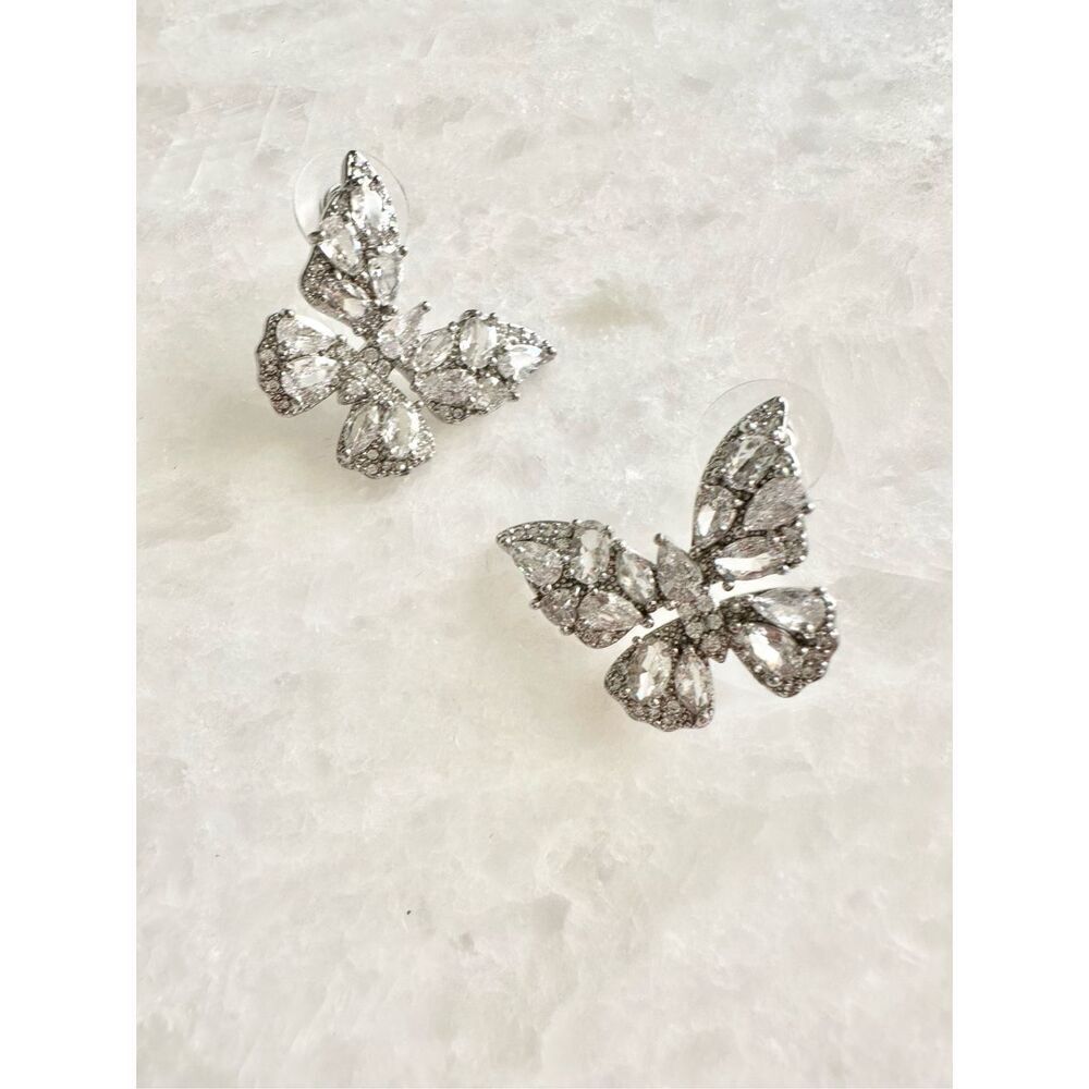 Cubic Zirconia butterfly stud earrings